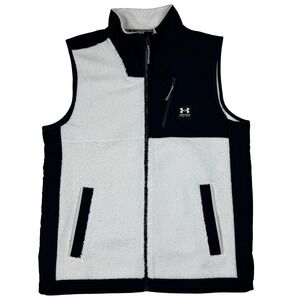Under Armour Mens Fleece Full Zip Vest Black Cream Large Loose Fit Gorpcore